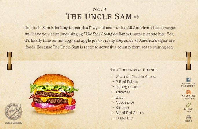 kansas city burger - No.3 The Uncle Sam The Uncle Sam is looking to recruit a few good eaters. This AllAmerican cheeseburger will have your taste buds singing "The StarSpangled Banner" after just one bite. Yes, it's finally time for hot dogs and apple pie