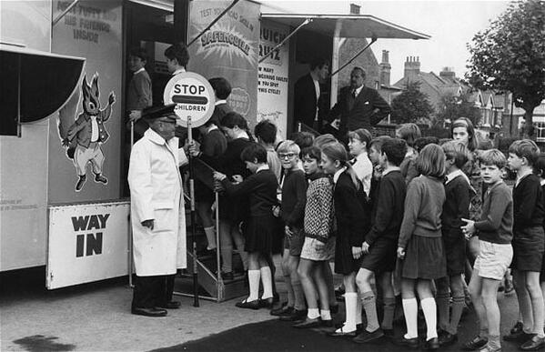 With televisions still a rare luxury, children queued for days to see local squirrels wearing denim jackets (1961).