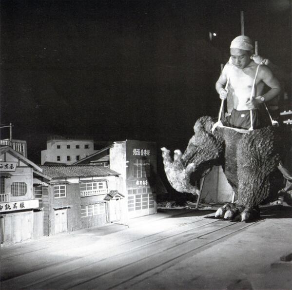 'Godzilla' stomping around model village, earning this man a small fortune & inspiring a film of the same name (1947).