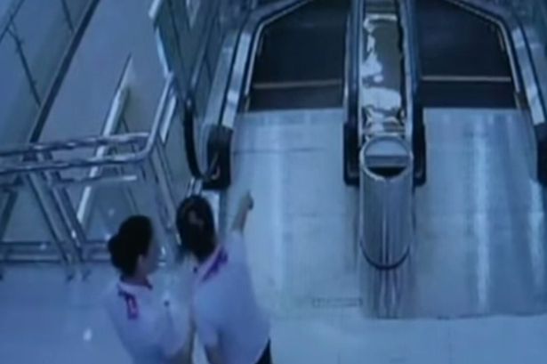 On new footage we could see one woman pointing the out danger moments before the victim went up the stairs. The attendances yelled to the woman with child but it was too late. Some ask about the safety switch.