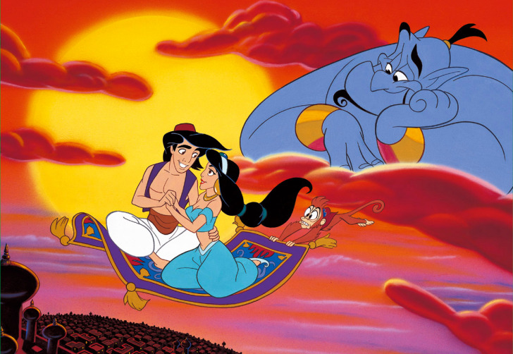 "Aladdin" is set in the future. Here’s another popular theory for you Aladdin fans. The Genie says he’s been locked in his lamp for 10,000 years, right? He also tells Aladdin his clothes are “so third century.” Which, as many commenters have pointed out, would set the action of the movie in at least 10,300. So that explains all the flying carpets and magic — just future tech made rare in a post-apocalyptic, semi-Arabic world.