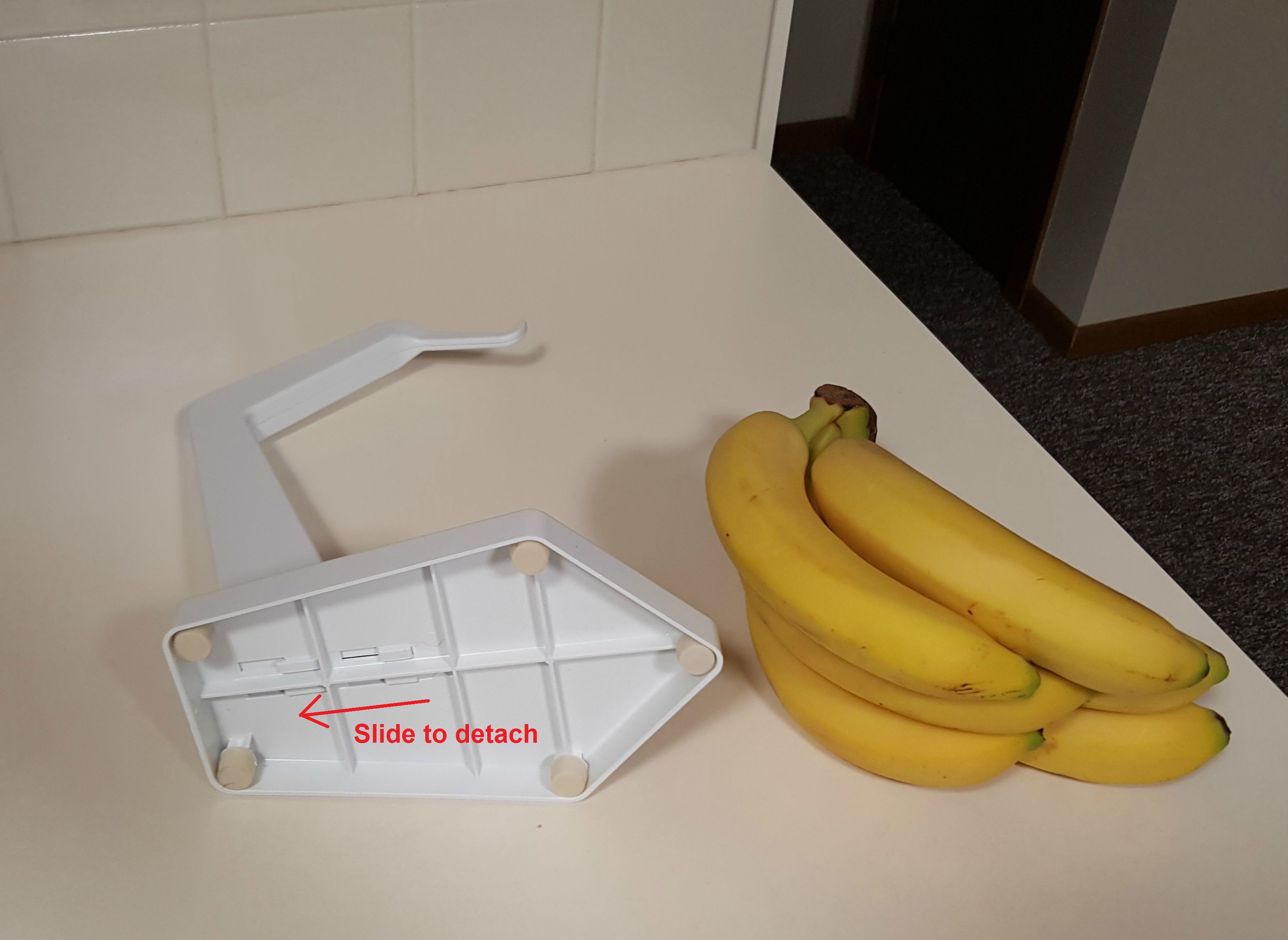 Step Two: Remove scales. Bananas aren't a dinner food. Focus on the thing they were hanging from.