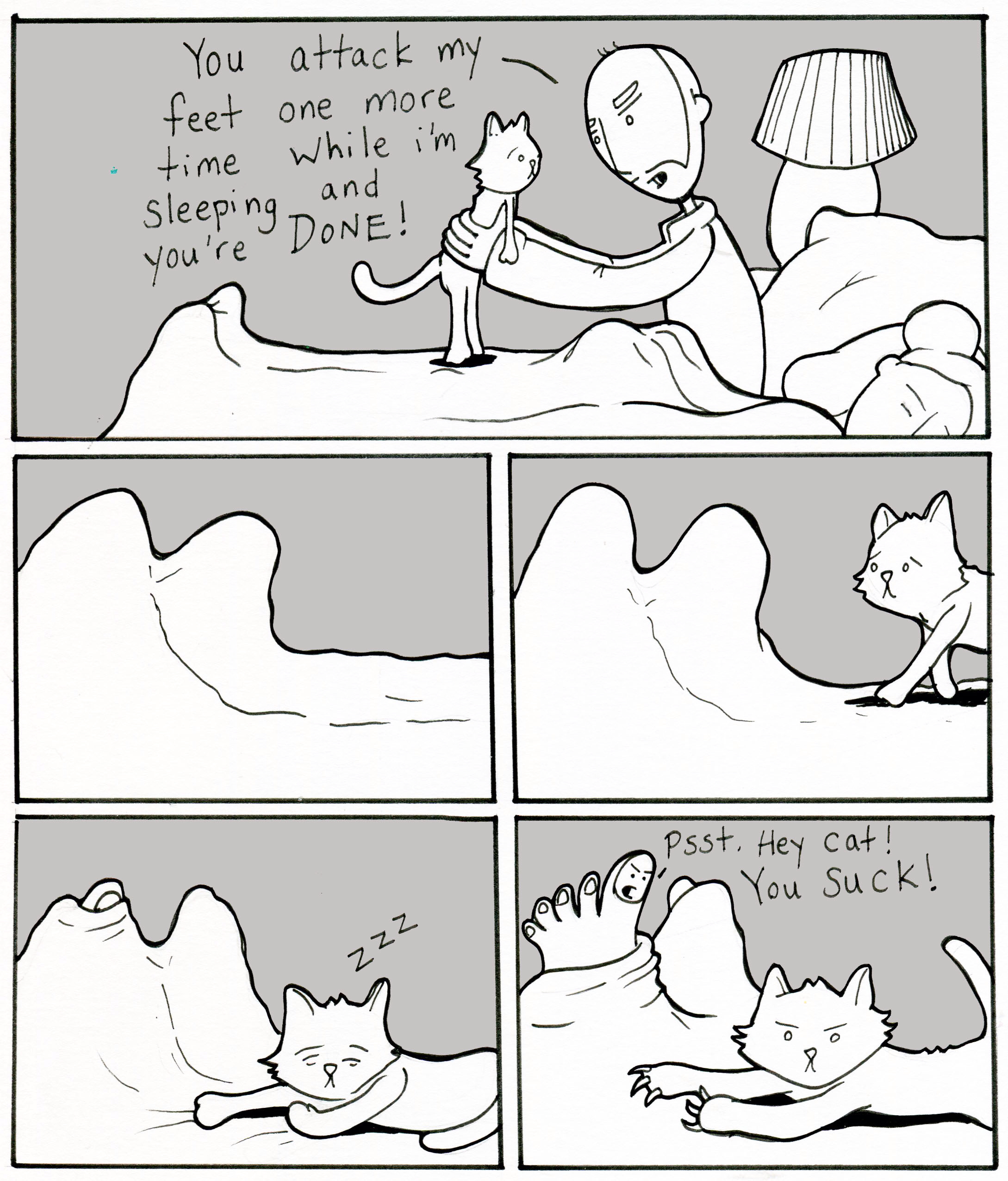 lunarbaboon cat - You attack my feet one more time while im s Sleeping and You're Done! Psst. Hey cat! care You Suck! 222