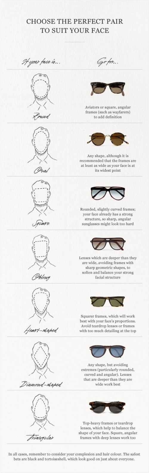 sunglasses guide mens - Choose The Perfect Pair To Suit Your Face at your face is... Aviators or square, angular frames such as wayfarers to add definition Any shape, although it is recommended that the frames are at least as wide as your face is at its w