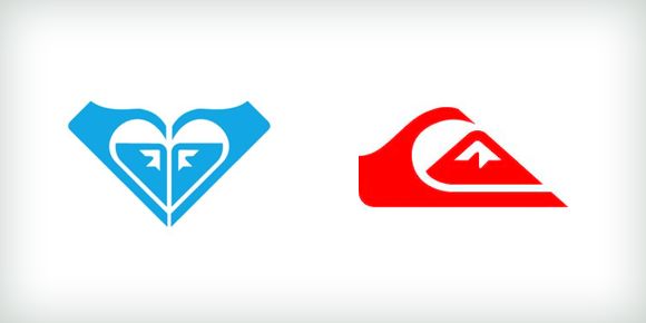 The logo for Roxy looks like a heart but is actually made from two logos of Quiksilver.