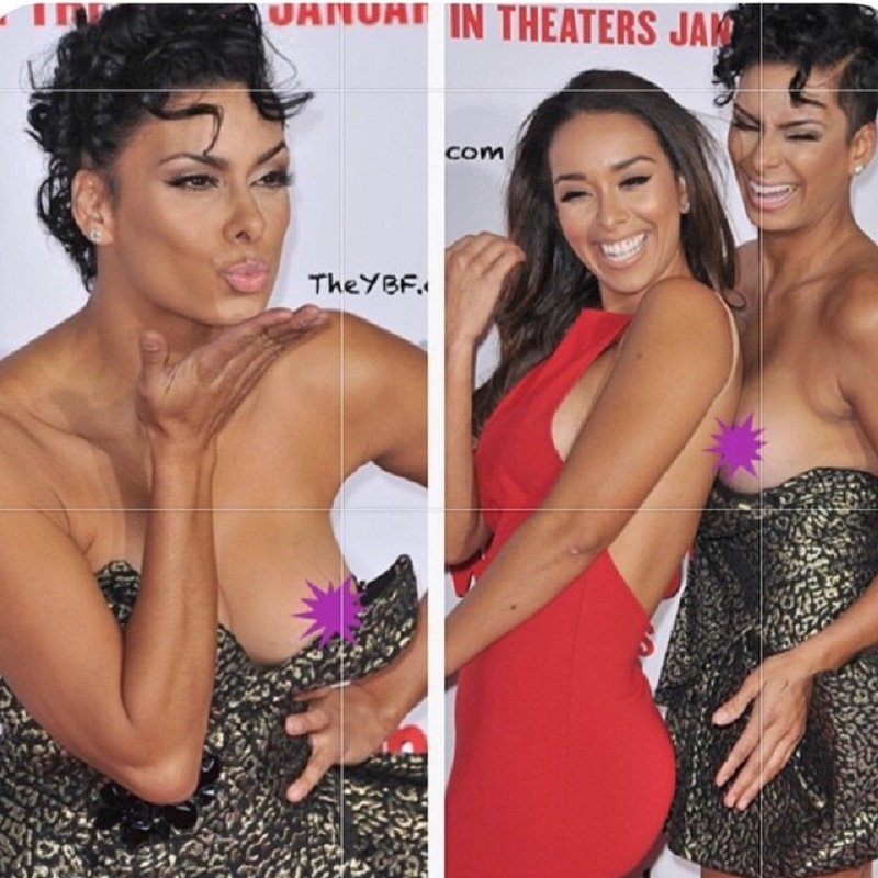 Laura Govan walked the red carpet with her sister when one of her "twins" decided to make an entrance. Govan was able to it laugh off.