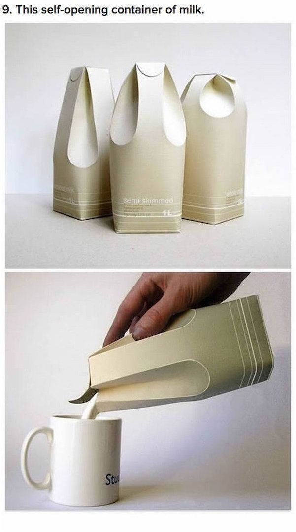 innovative milk packaging - 9. This selfopening container of milk. sem skimmed Stu