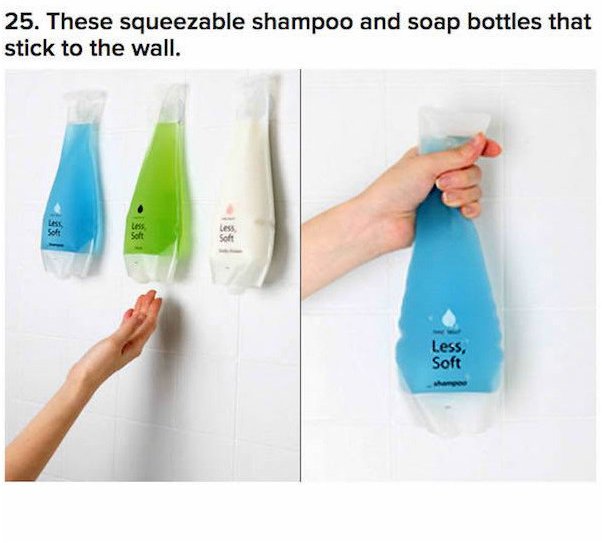 shampoo bottle design - 25. These squeezable shampoo and soap bottles that stick to the wall. Less, Soft