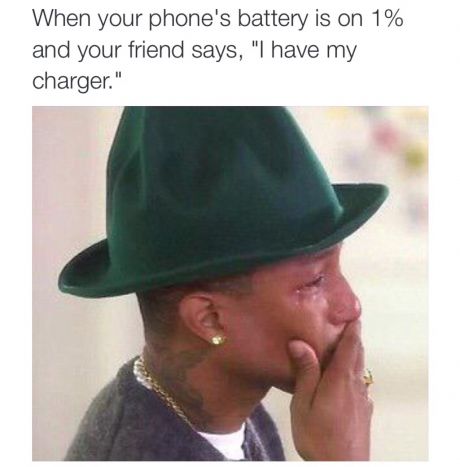 tweet - horoscope meme - When your phone's battery is on 1% and your friend says, "I have my charger."