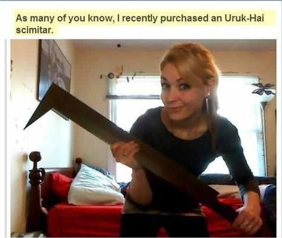 The Uruk-hai are fictional characters in J. R. R. Tolkien’s fictional universe of Middle-earth.  This is one of their swords. 