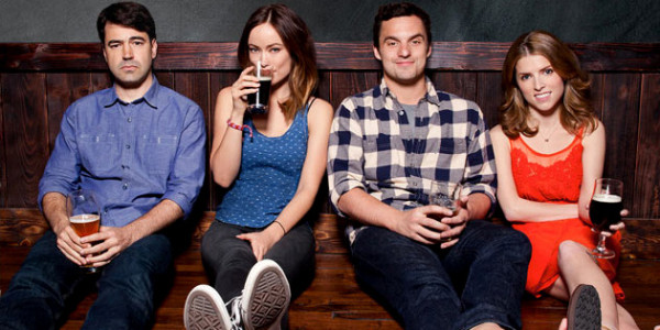 Anna Kendrick, Olivia Wilde, Jake Johnson and Ron Livingston, Drinking Buddies (2013).
Fun fact: the characters drink a lot of beer, all of it fake. So Kendrick decided they must celebrate with real beer, which resulted with other actors saying she has a very weak head.