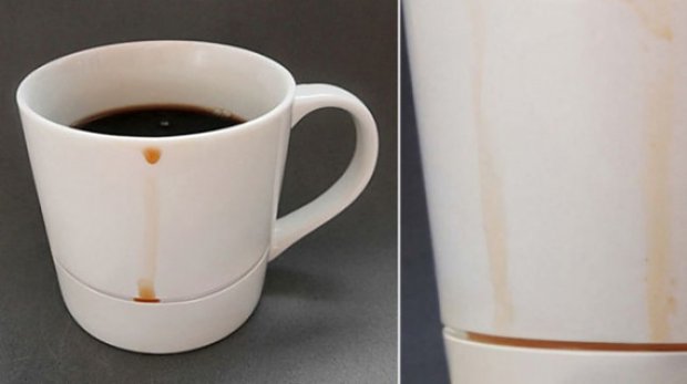 And this cup that prevents coffee you love so much from staining your shirt.
