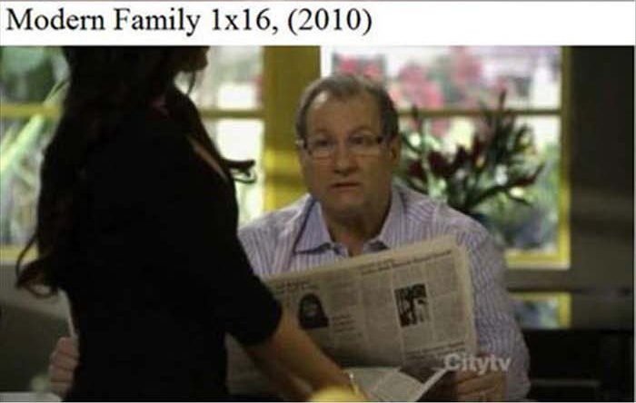 Ed O'Neill tries to read his newspaper...