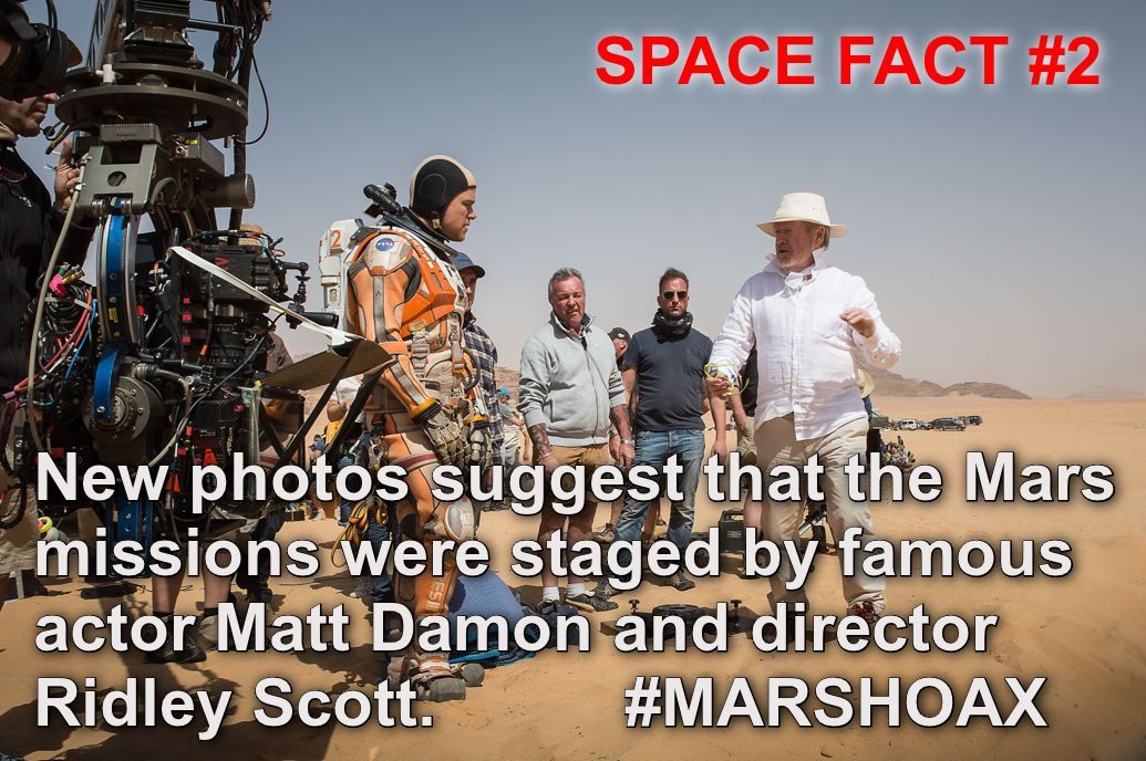 ridley scott the martian - Space Fact New photos suggest that the Mars missions were staged by famous actor Matt Damon and director Ridley Scott
