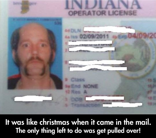 man trolls dmv - Indiana Operator License sa s 02092011 040920 End None 09 It was christmas when it came in the mail. The only thing left to do was get pulled over!