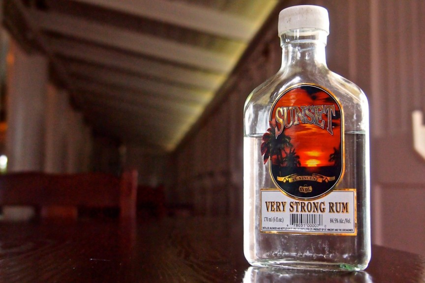 8. Sunset Rum – 84.5%. The label on the bottle recommends that you drink this rum with a mixer because it can actually cause burns. Sunset is a clear white rum, and advertised that it goes well with cocktails. Since 2000, this rum has won a plethora of awards from the World Rum Awards to the International Rum Festival.
