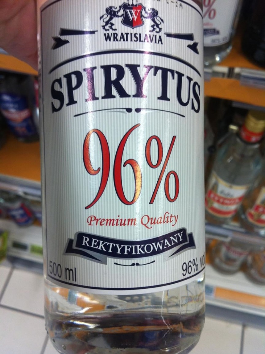 1. Spirytus – 96%. Spirytus is 192 proof and has an alcohol content of 96%. Made in Poland, this liquor was only recently approved to be sold in the state of New York in the United States. Those who have drank this liquor straight have compared it to being punched in the stomach and literally taking one’s breath away.