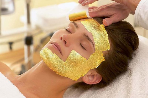 Putting gold on your face. "Mar-a-Lago" from Florida claims 24 carat gold stops aging and gets rid of cellulite.