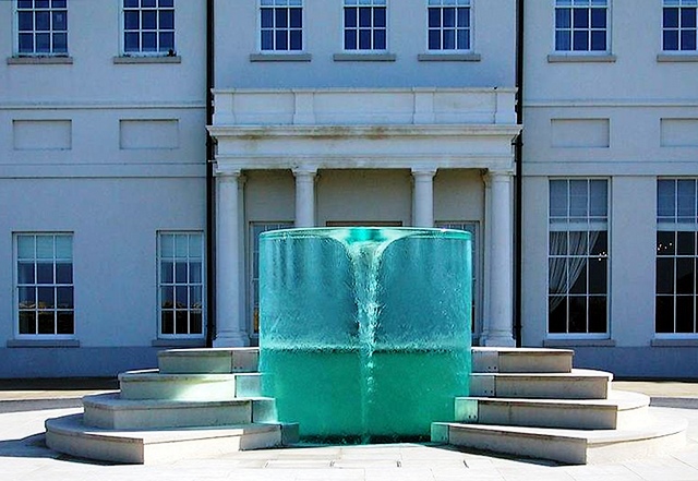 Charybdis Fountain in Great Britain is not so gigantic, but the sculptor William Pye made it look like it defies the laws of physics which is cooler than rainbow lights. Also Charybdis is a mythic Mermaid that messed with Hercules himself.