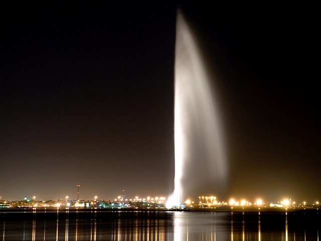Jeddah Fountain in was made deliberately to be very high, not the structure: but the water. The water is made to shoot higher than 300 meters, and if you miss that they illuminated the fountain so it's even more visible.