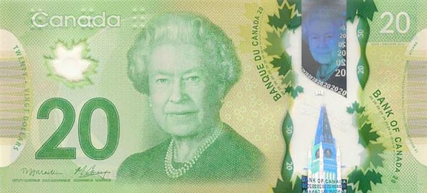 This one is from Canada and it's a polymer note, she is 85 years old on this one.
