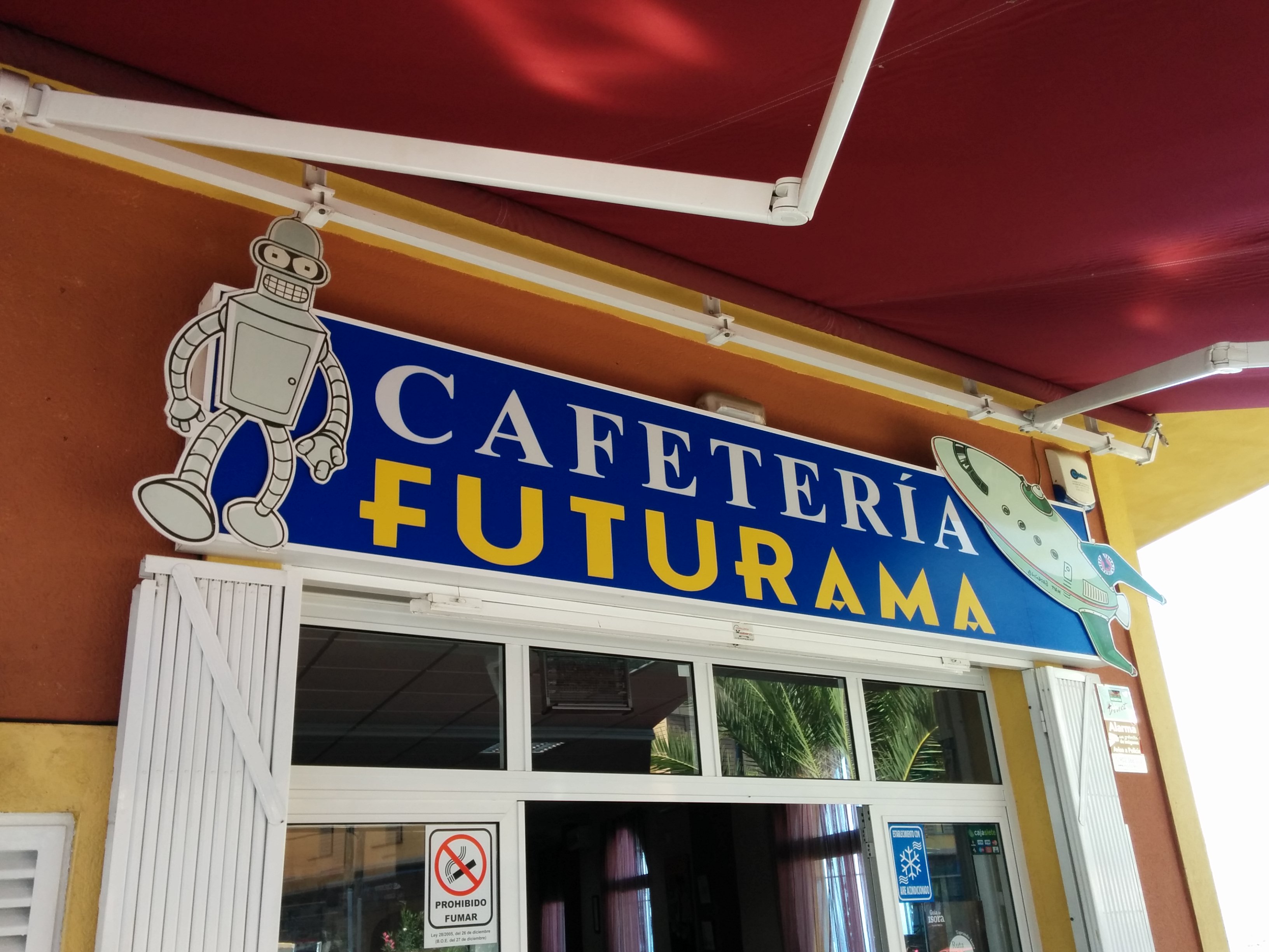 He stops and there's a real Futurama Pizza place.