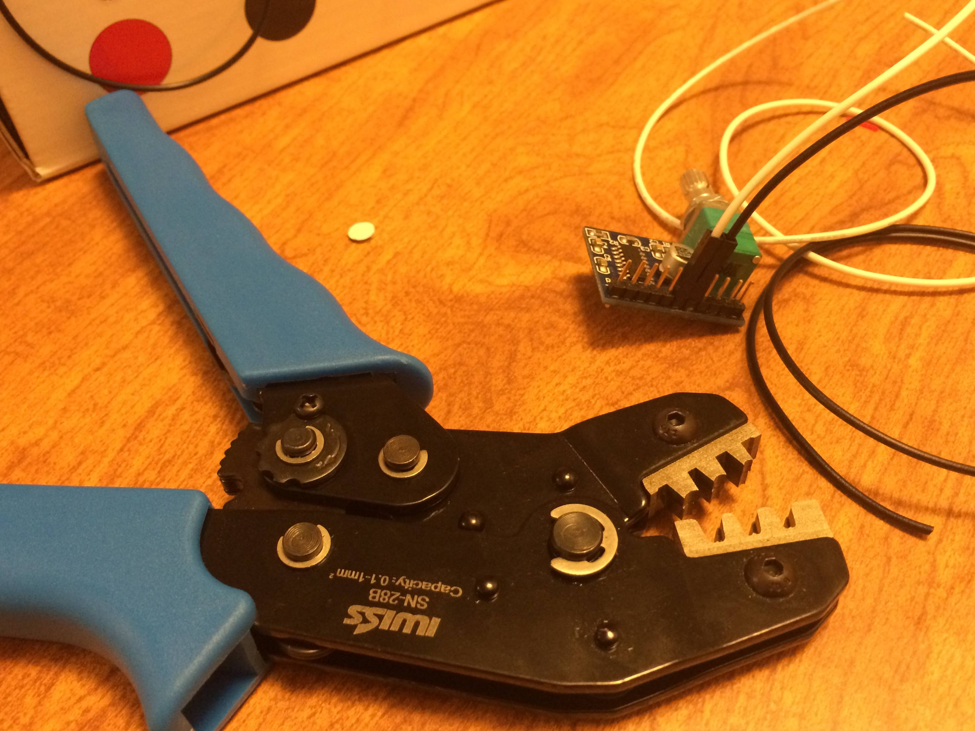 Here is my wire crimper I had to get and my tiny little audio amp.