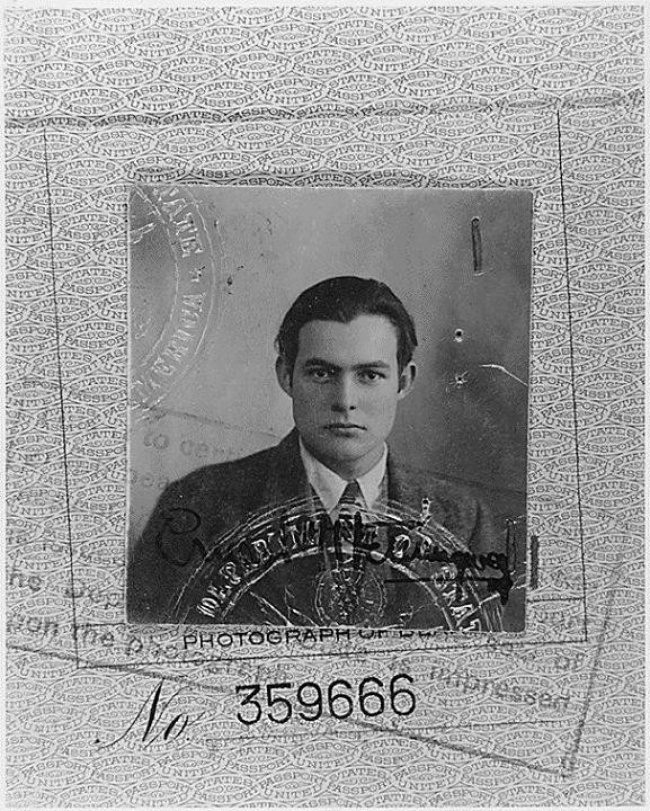 Ernest Hemingway’s passport photo, 1923.