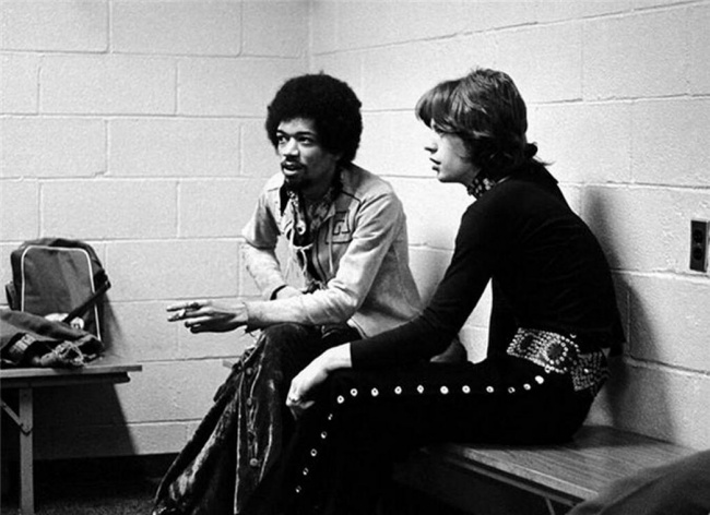Jimi Hendrix and Mick Jagger, 1969.
