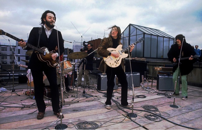 The Beatles’ last performance on a roof in London, 1969.