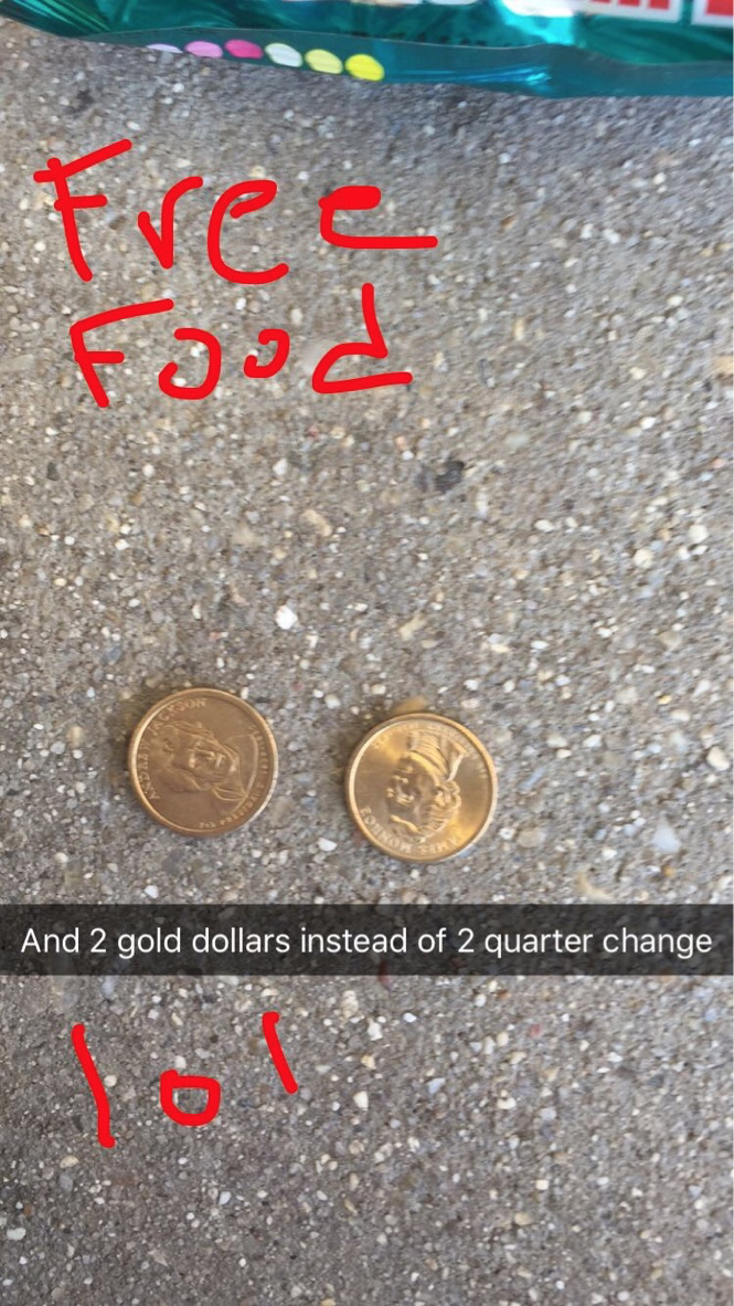 Went to get my $.50 change and found two golden dollars. Woo!