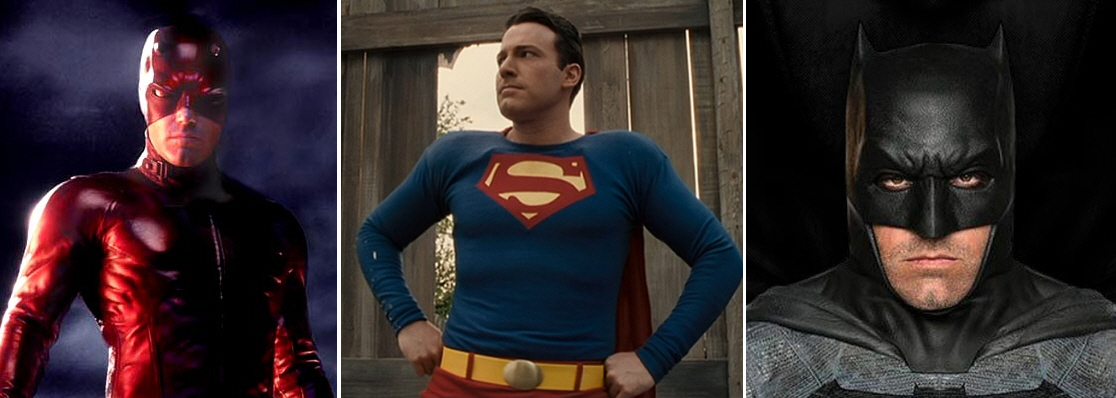 Ben Affleck- Daredevil (Daredevil, 2003), Superman (Hollywoodland, 2006), Batman (Batman v Superman, 2016).