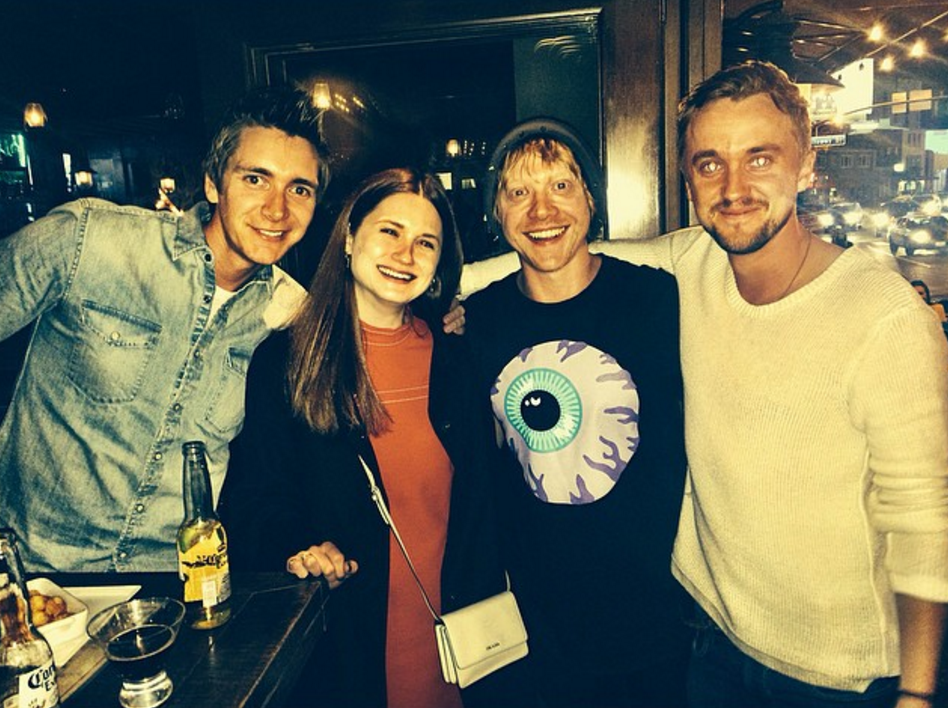 Harry Potter Reunion. It was Draco Malfoy that posted this picture of him and some of the Weasleys on Instagram.