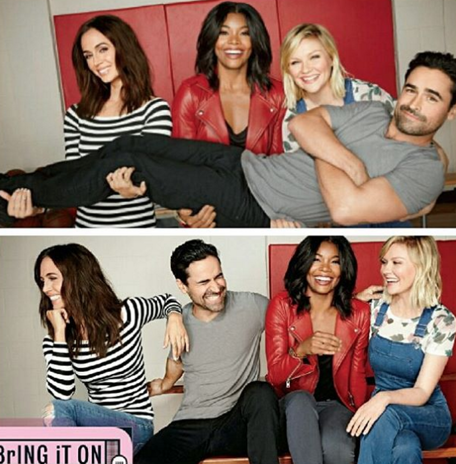 Bring It On. Speaking of people who were on Buffy, the Vampire Slayer, let’s not forget Eliza Dushku was also in Bring It On. Here she is with Gabrielle Union, Kirsten Dunst and Jesse Bradford for the reunion issue of Entertainment Weekly.