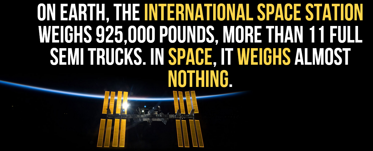 treat me like joke and i will leave you like a joke - On Earth, The International Space Station Weighs 925,000 Pounds, More Than 11 Full Semi Trucks. In Space, It Weighs Almost Nothing. Terre T 7