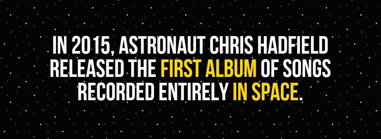fro fashion week - In 2015, Astronaut Chris Hadfield Released The First Album Of Songs Recorded Entirely In Space.
