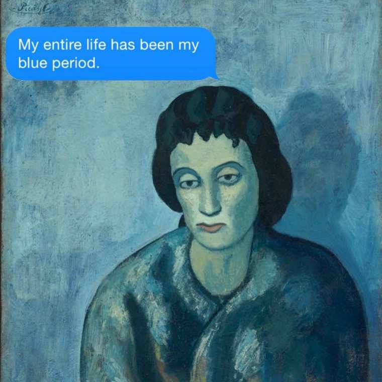 woman with bangs picasso - My entire life has been my blue period.