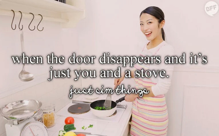 homemaker - Bff 2222 when the door disappears and it's just you and a stove. just sim things