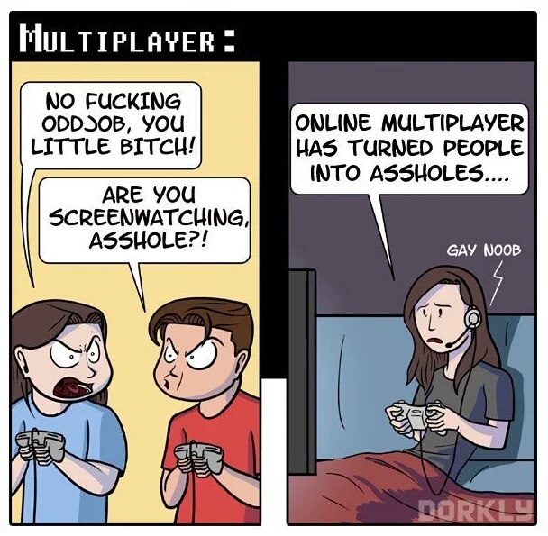 gaming then and now - Multiplayer No Fucking Oddsob, you Little Bitch! Online Multiplayer Has Turned People Into Assholes.... Are You Screenwatching, Asshole?! Gay Noob ap Rorku