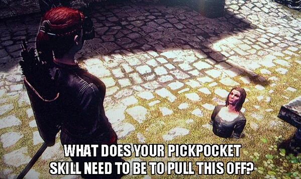 game bugs - What Does Your Pickpocket Skill Need To Be To Pull This Off?