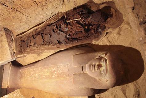 "We climbed down into a hole and found a sarcophagus of some kind. It was easy enough to open so we did. James is a mummy buff so he accurately assessed that this was indeed the fourth son of the Pharaoh Ninjamitis.  Easily worth millions.