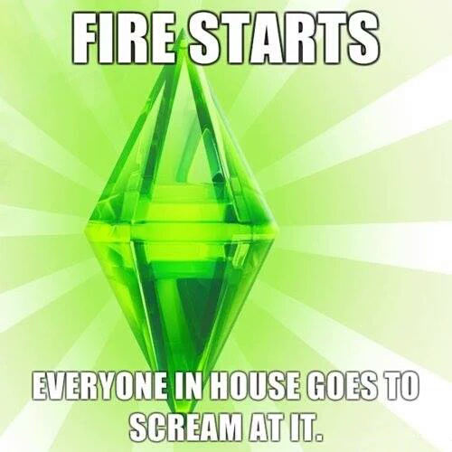 sims memes - Fire Starts Everyone In House Goes To Scream At It.