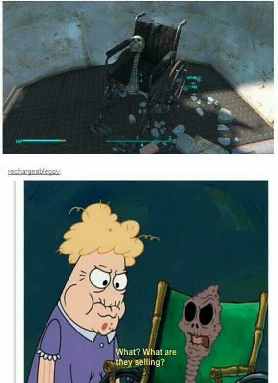 fallout 4 spongebob memes - rechargeablegay What? What are they selling?