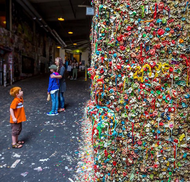 Seattle Gum Wall dates back to 1993 when patrons of the Market Theater began sticking gum on the wall as they waited in line along Post Alley at the Pike Place Market. City officials made several attempts to get rid of the gum but eventually gave up and made it an official tourist attraction in 1999. It’s estimated that the 15-foot-high, 50-foot-wide wall now holds millions of pieces of gum. For people having nausea just from the sight of the wall there was a good thing in November 2015 when the wall was cleaned for restoration purposes. Unfortunately for them the wall is being filled with new pieces of gum as we speak.