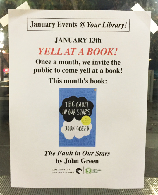 fault in our stars cover - January Events @ Your Library! January 13th Yell At A Book! Once a month, we invite the public to come yell at a book! This month's book The Fault In Our Stars John Green The Fault in Our Stars by John Green