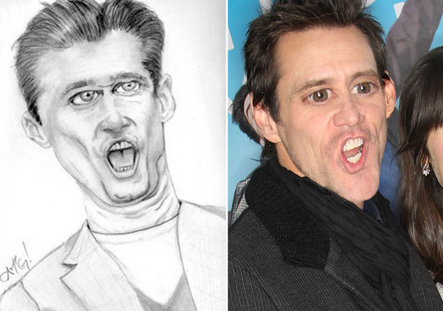 Jim Carrey. He really does have a "face made of rubber" here.