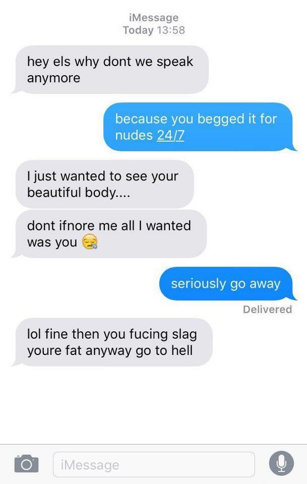 memes - number - iMessage Today hey els why dont we speak anymore because you begged it for nudes 247 I just wanted to see your beautiful body... dont ifnore me all I wanted was you seriously go away Delivered lol fine then you fucing slag youre fat anywa