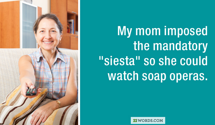 shoulder - My mom imposed the mandatory "siesta" so she could watch soap operas. 22 Words.Com