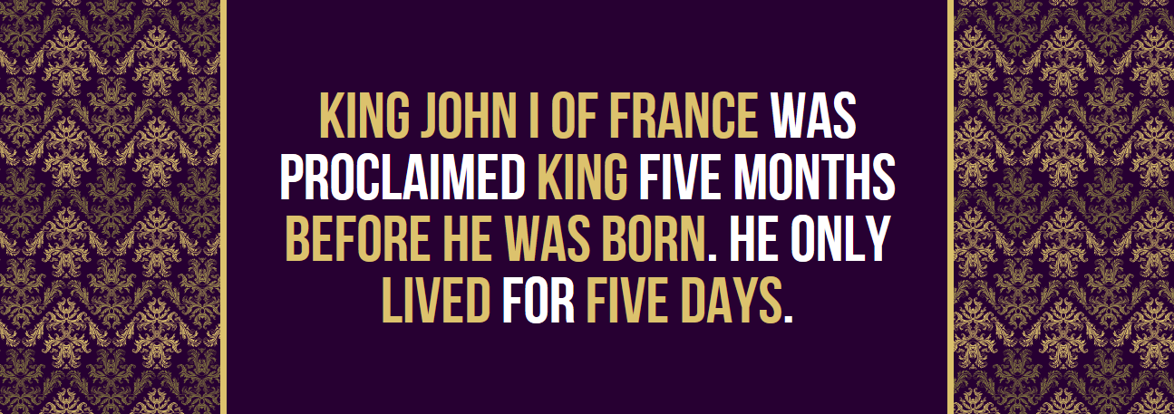 france pattern - King John I Of France Was Proclaimed King Five Months Before He Was Born. He Only Lived For Five Days.