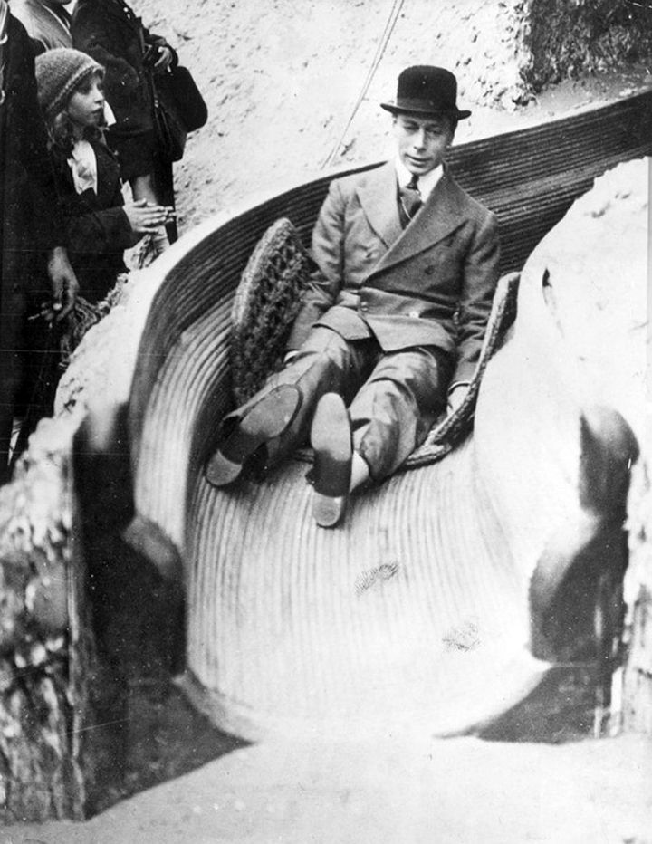 King George VI having fun, 1938.